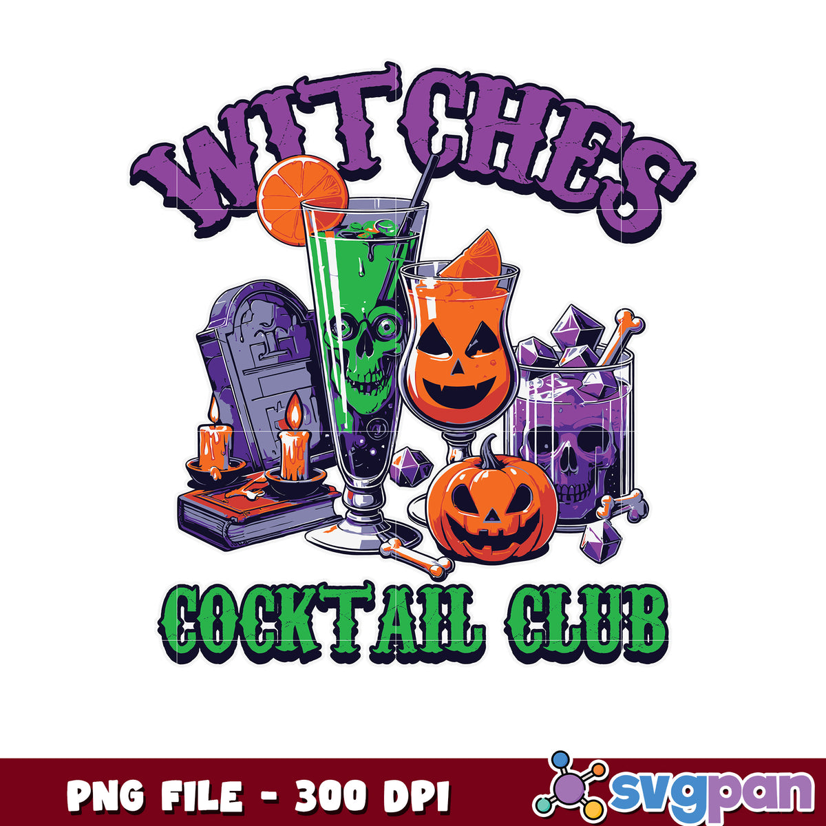 Witches cocktail club png, scary characters png, halloween holiday png