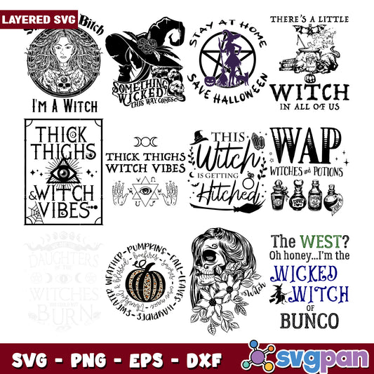 Witchy Vibes Bundle SVG for Halloween Crafts