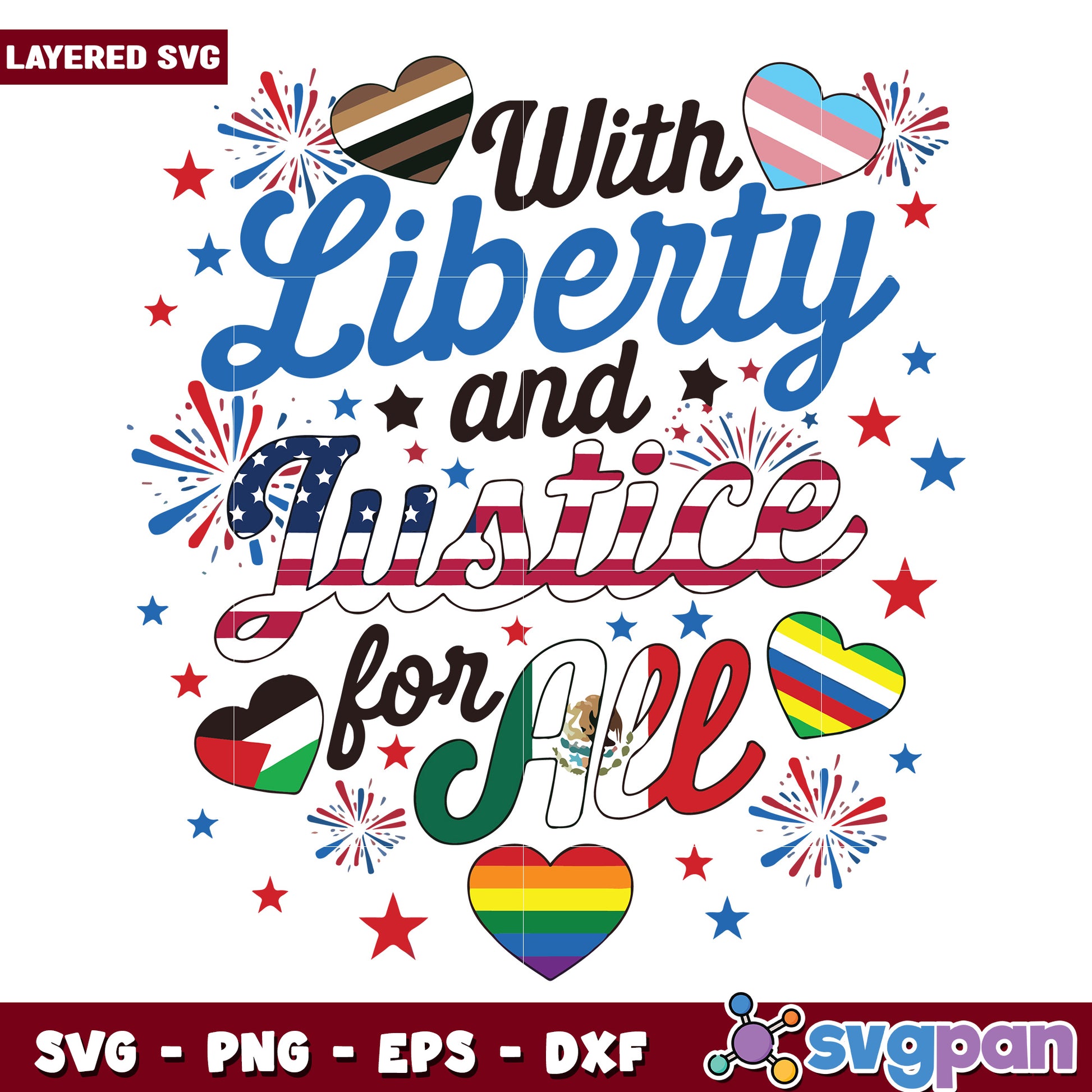 With liberty and justice for all svgg, patriotic quote design svg, american freedom