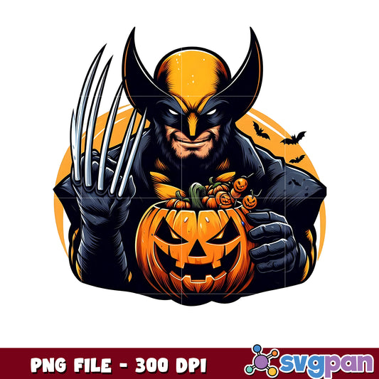 Wolverine halloween png, halloween art png, halloween avengers png
