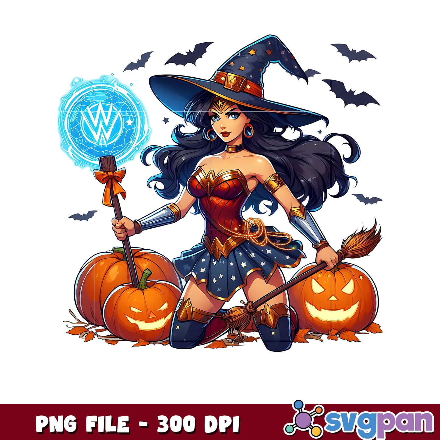 Wonder woman witch png, spooky characters png, avengers halloween​​ ​png