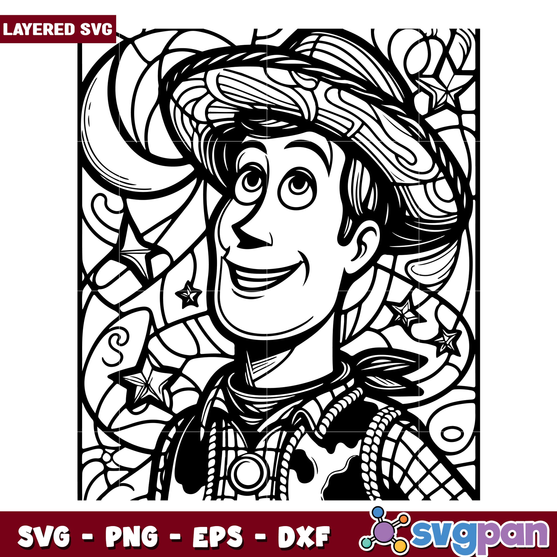 Woody SVG Coloring Page Intricate Line Art