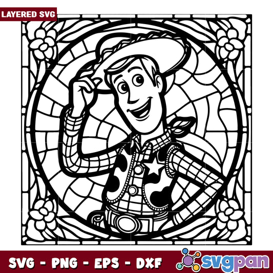 Woody SVG Coloring Page Stained Glass
