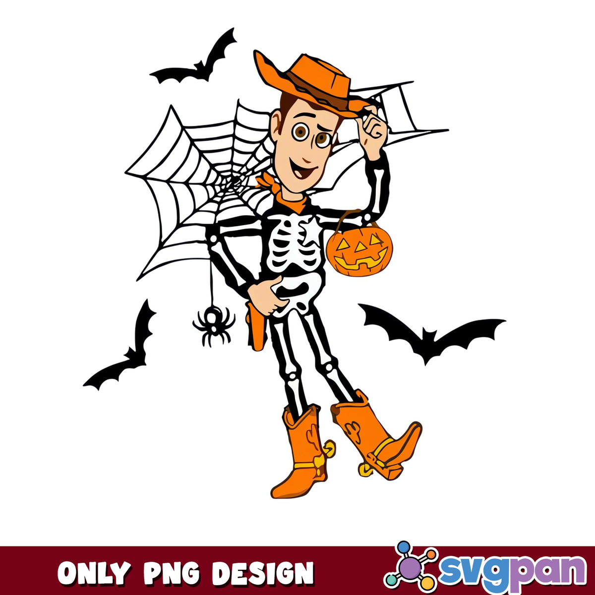 Woody Skeleton Halloween PNG, Toy Story Trick Or Treat, Disney PNG