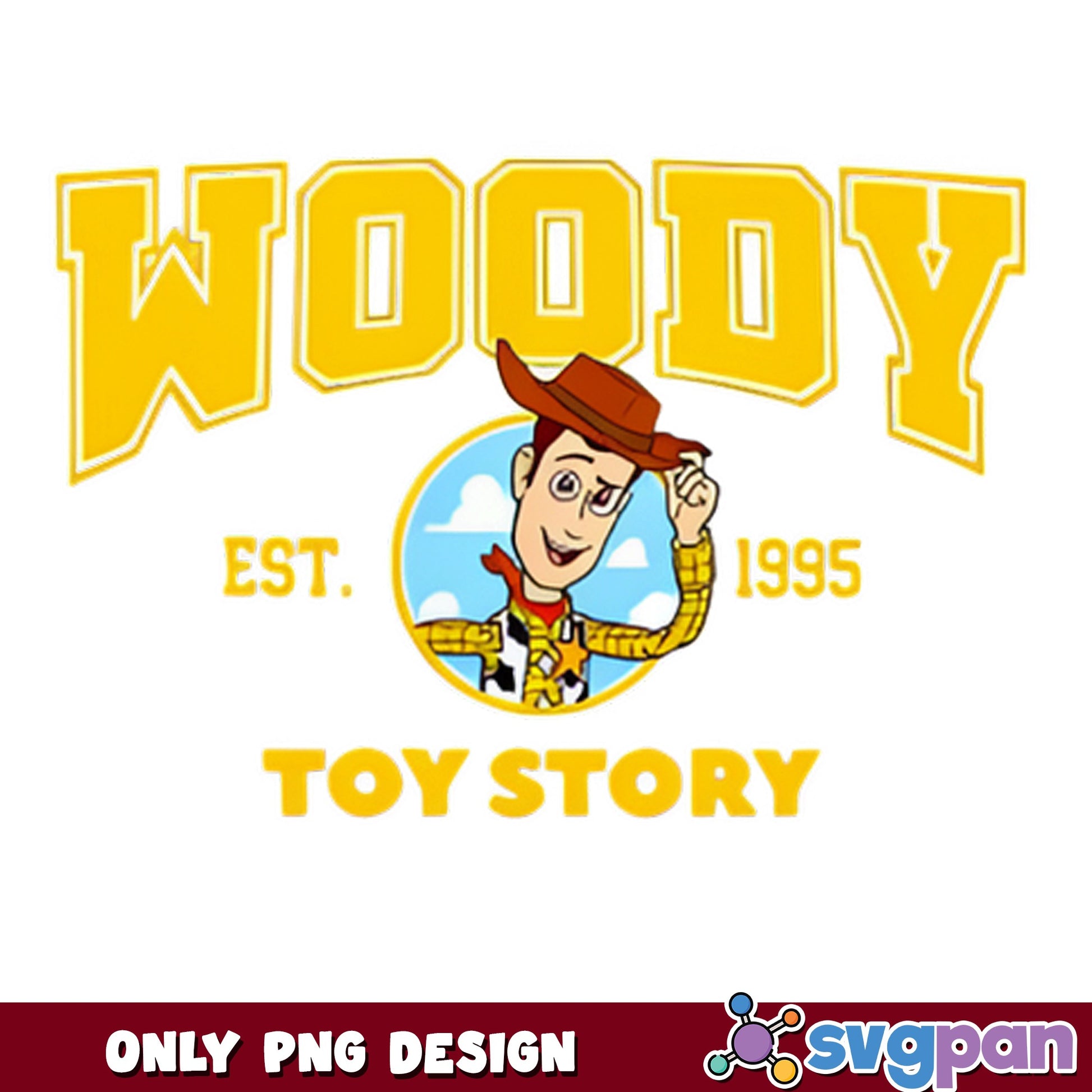 Woody Toy Story PNG, Disney Pixar Cowboy PNG, Est 1995 PNG