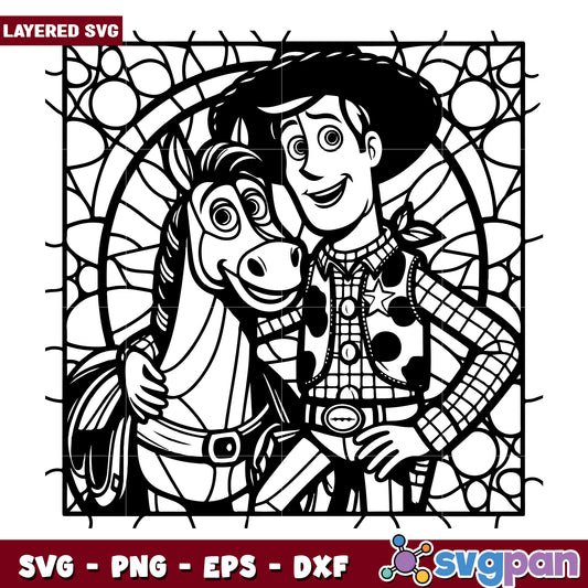 Woody and Bullseye SVG Coloring Page