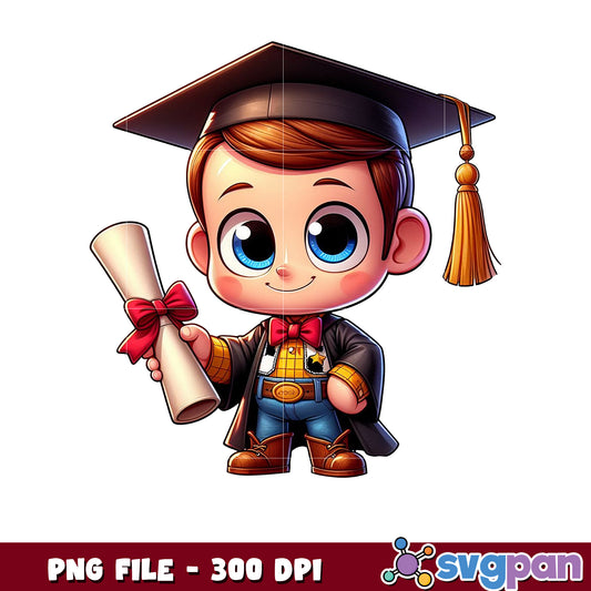 Woody graduation png, woody png, white graduation dress png
