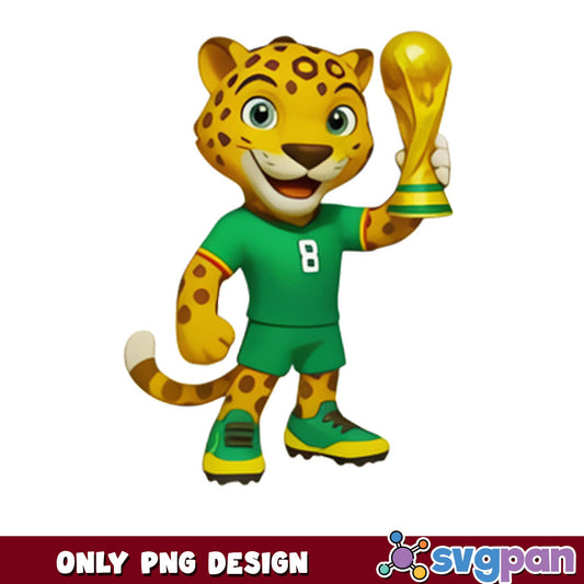 World Cup Mascot Jaguar Soccer Trophy PNG, Football PNG, Soccer PNG