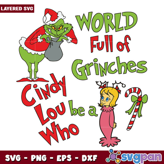 World full of grinches svg, grinch clipart svg, christmas grinch svg