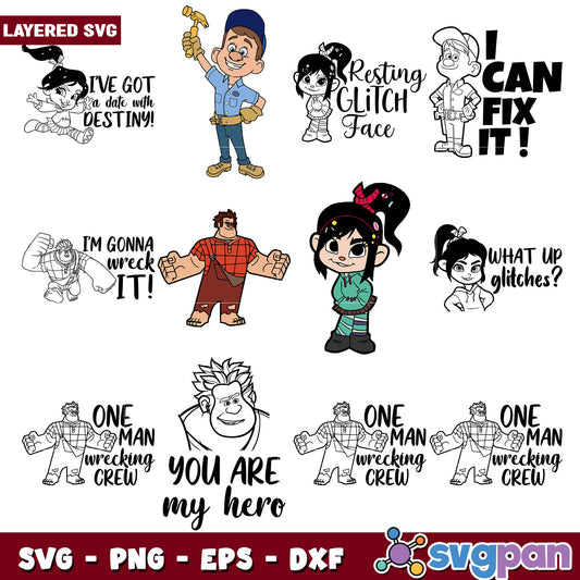 Wreck it ralph quotes svg bundle