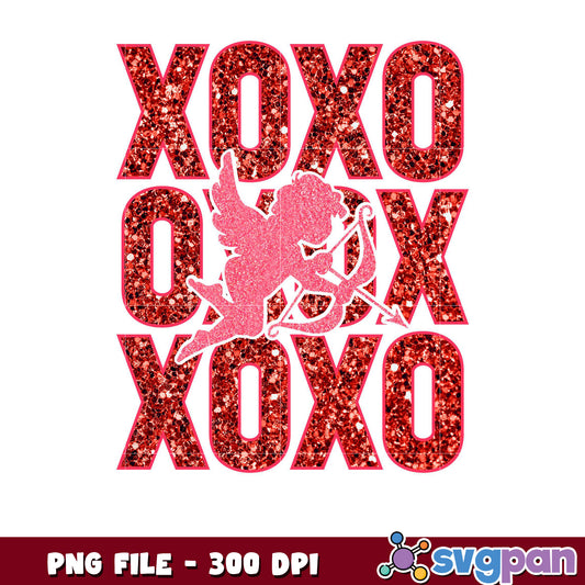 XOXO Valentine Glitter PNG File, Perfect for Crafts and Decor