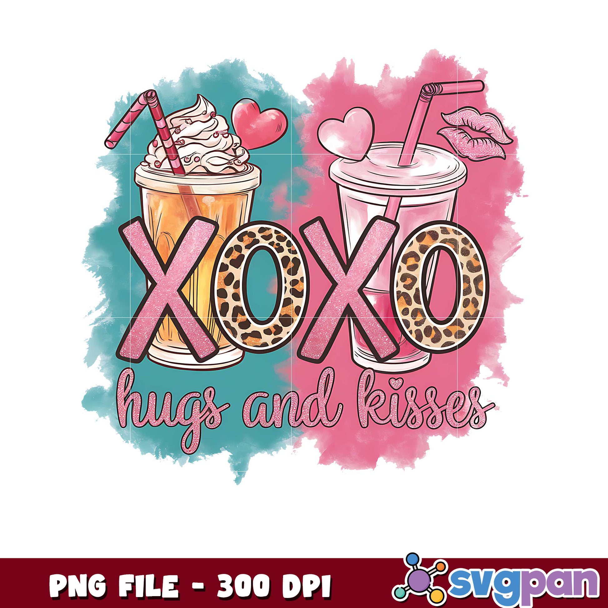 XOXO hugs and kisses design for prints and crafts