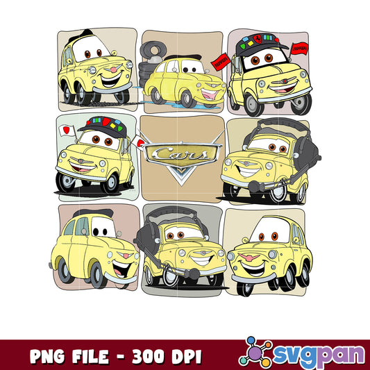 Yellow car character cars png, disneyland png, disney movies png