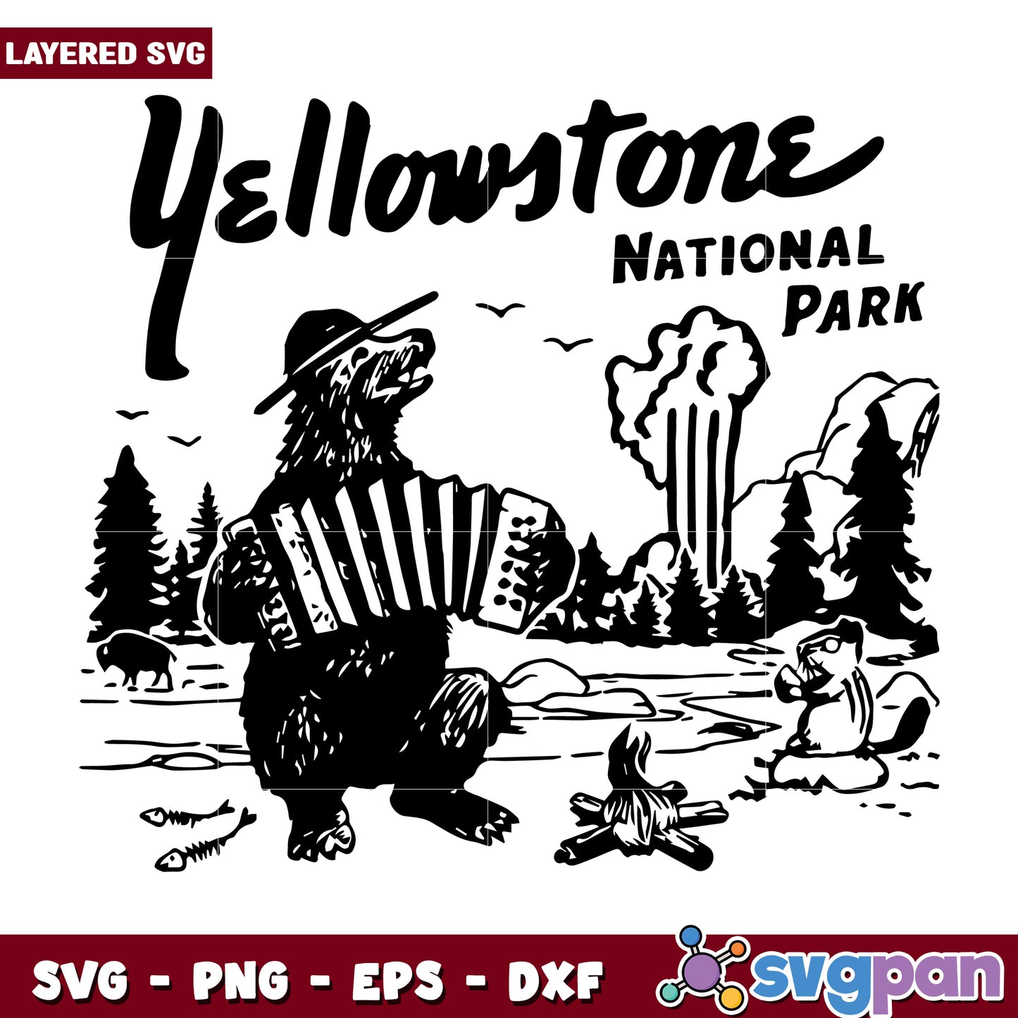 Yellowstines national park svg, funny national park​ svg, yellowstone moutain svg