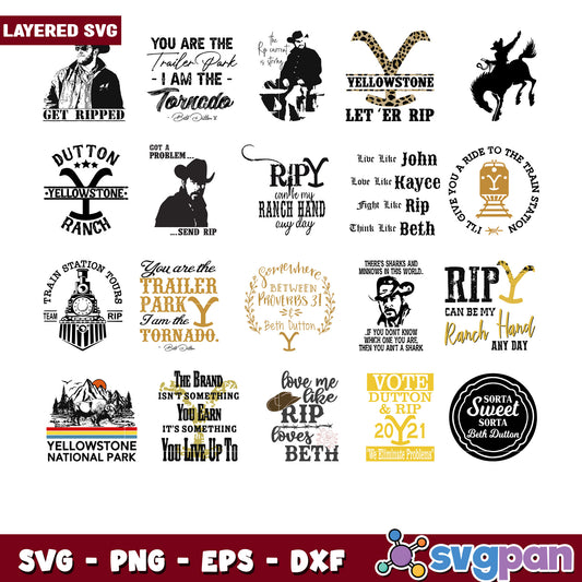 Yellowstone Bundle SVG Designs for Crafts and Cutters