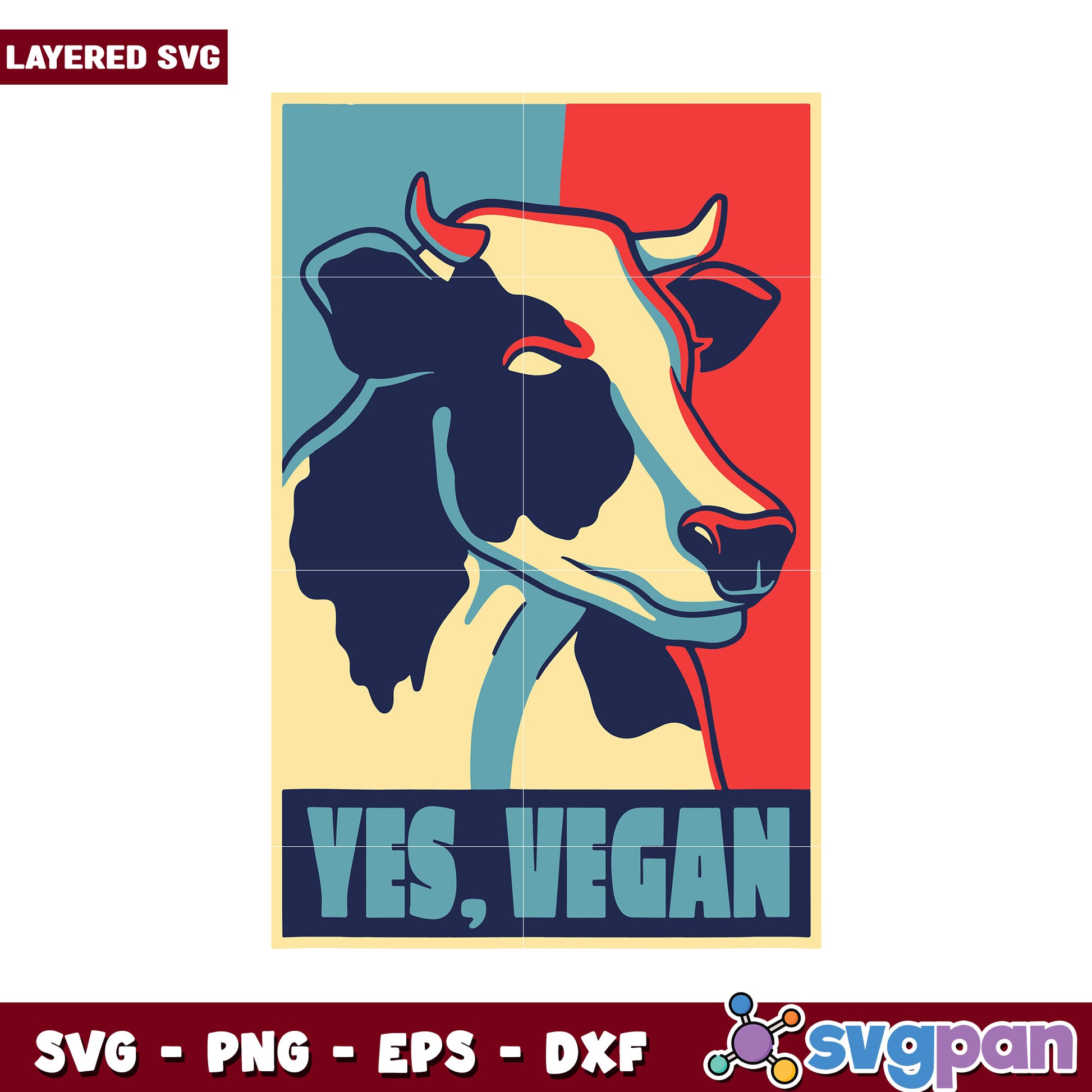 Yes Vegan Cow Design SVG, Perfect for Veggie Enthusiasts and Art