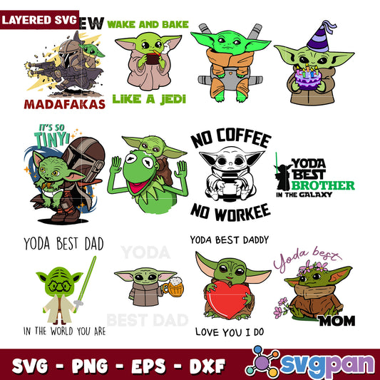 Yoda SVG Bundle Cute Baby Yoda Designs