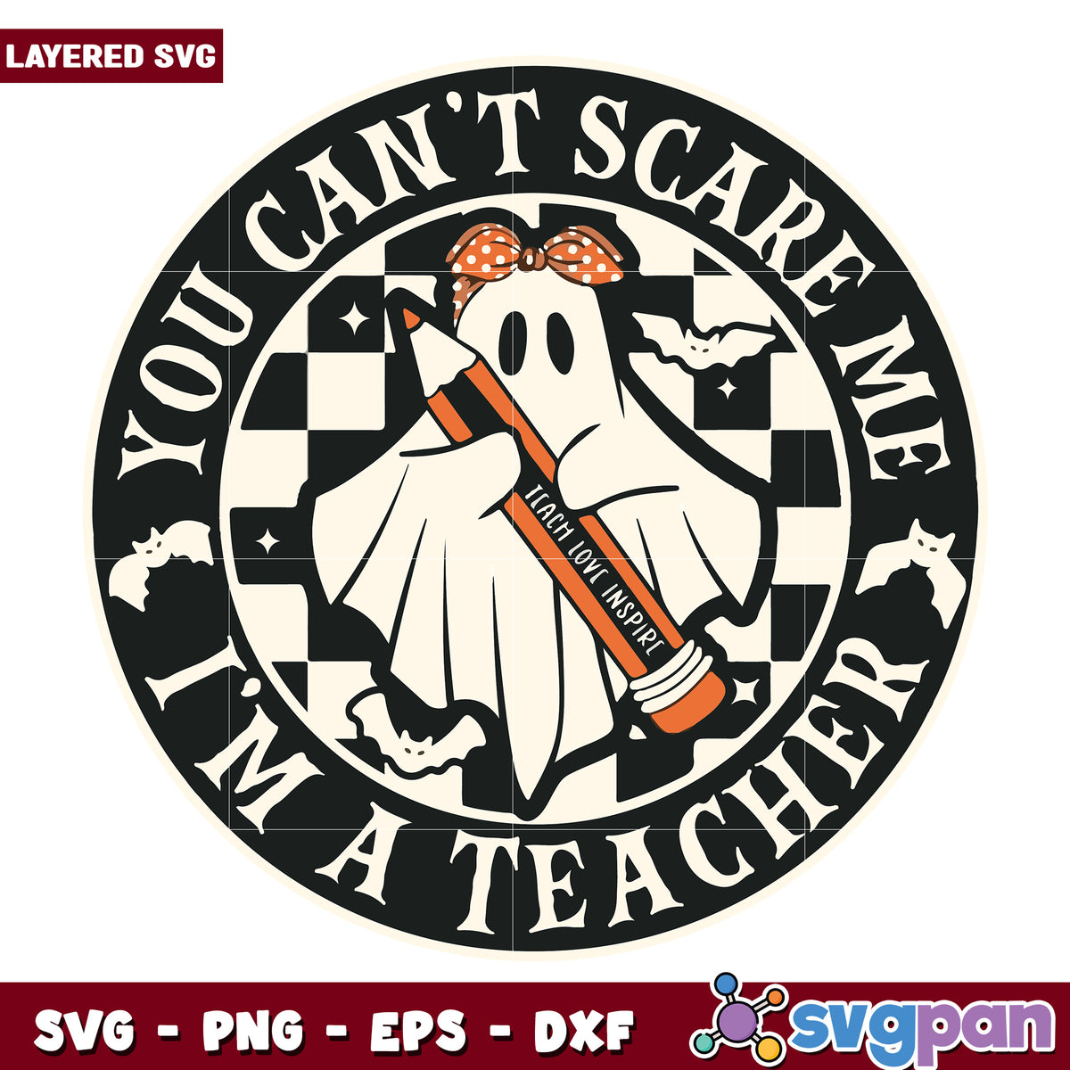 You can scare me im a teacher svg, spooky season svg, halloween vacation svg