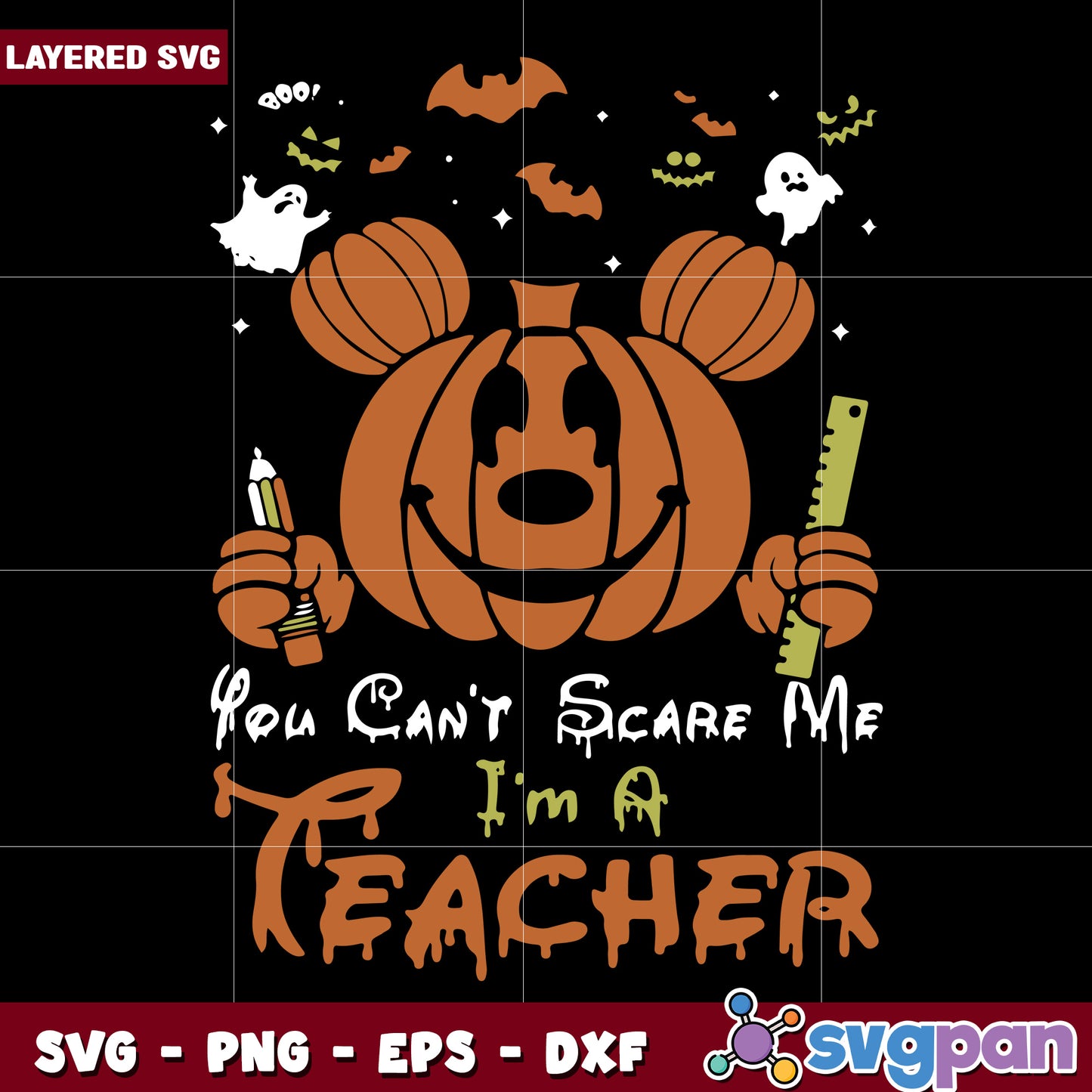 You cant scare me im a teacher svg, halloween quotes svg, halloween svg (2)