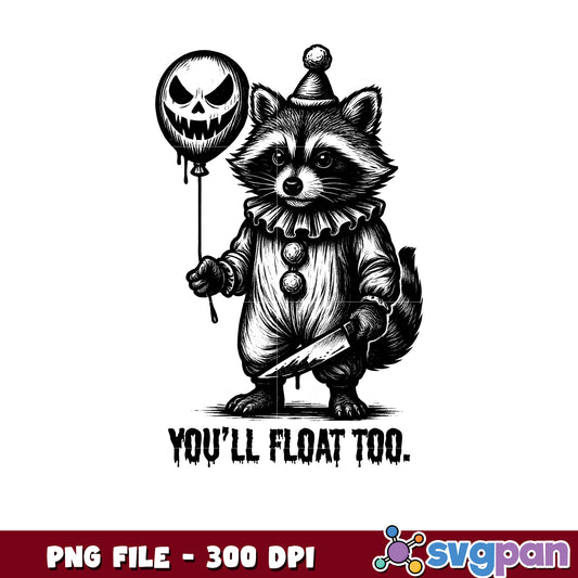 You will float to rocket racoon png, spooky season png, halloween monster​ png