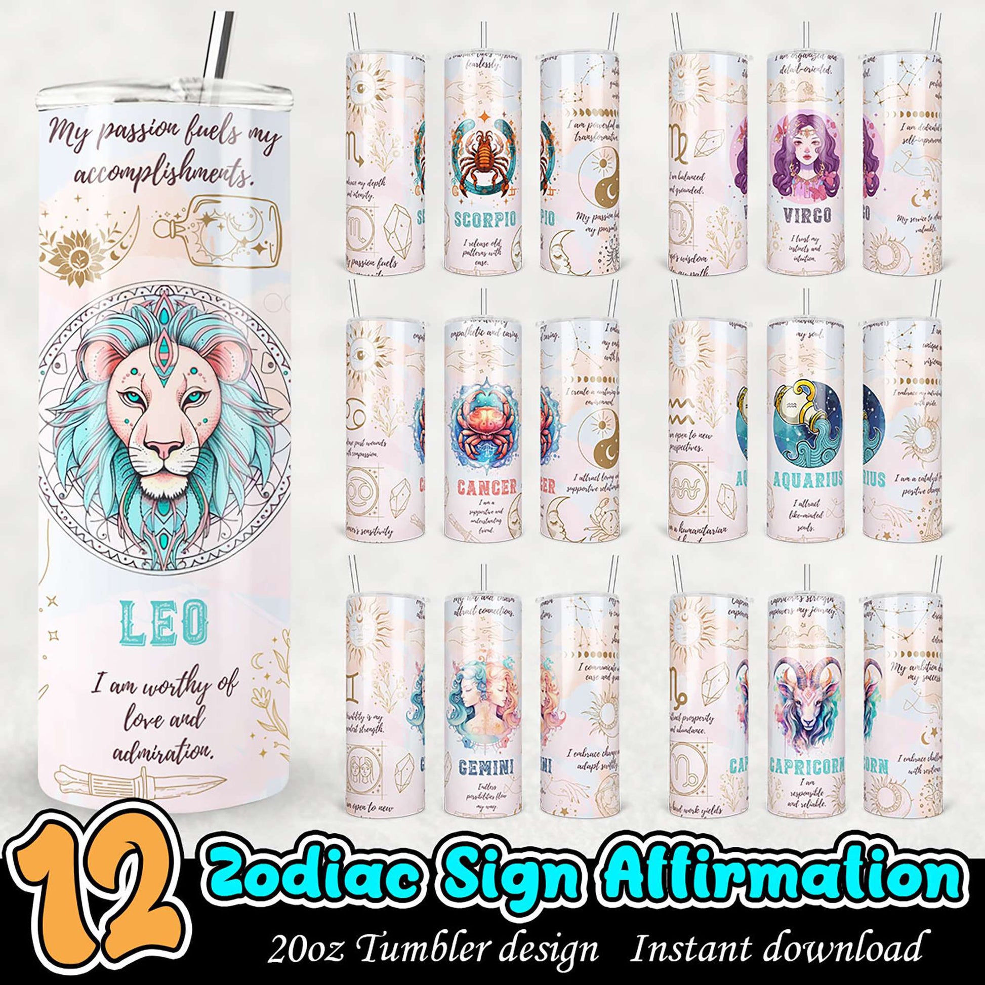 Zodiac Sign Tumbler Designs Bundle