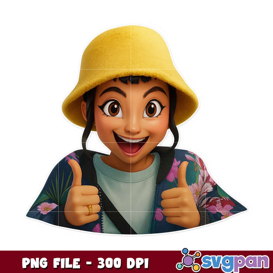 Zoey thumbs png, cartoon gesture png, cute anime png