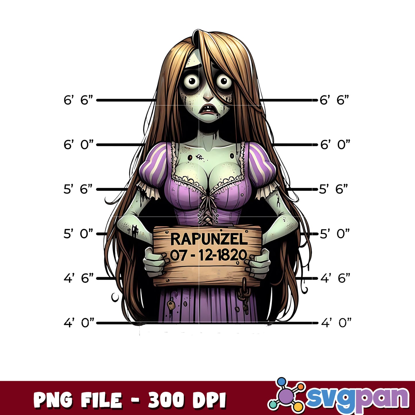 Zombie princess in jail png, spooky season png, halloween cartoons png