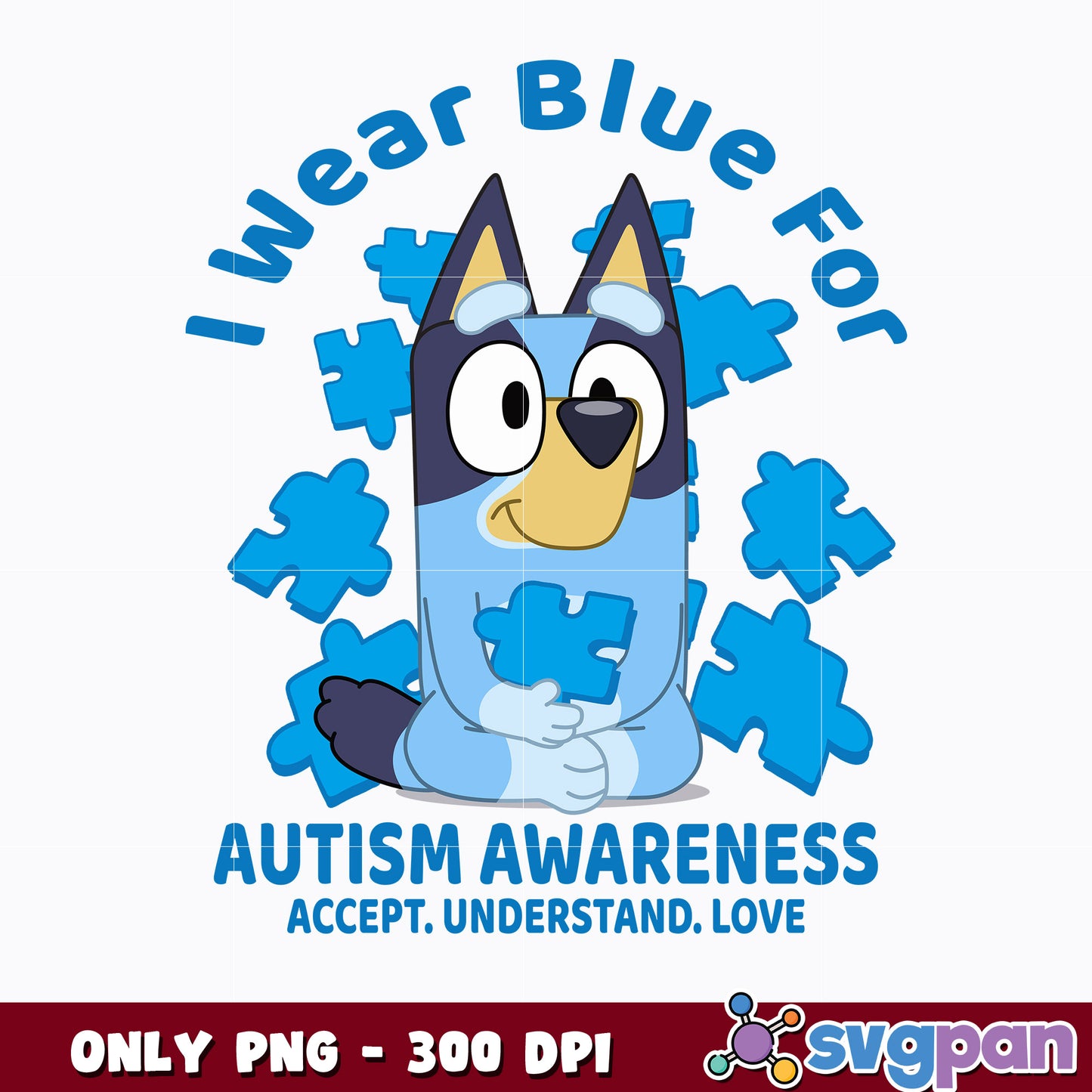 I Wear Blue For Autism Awareness png