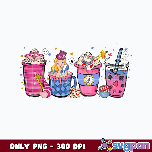 Design cup and alice in wonderland png