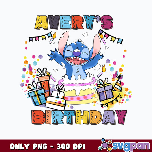 Stitch Disney Avery's birthday png