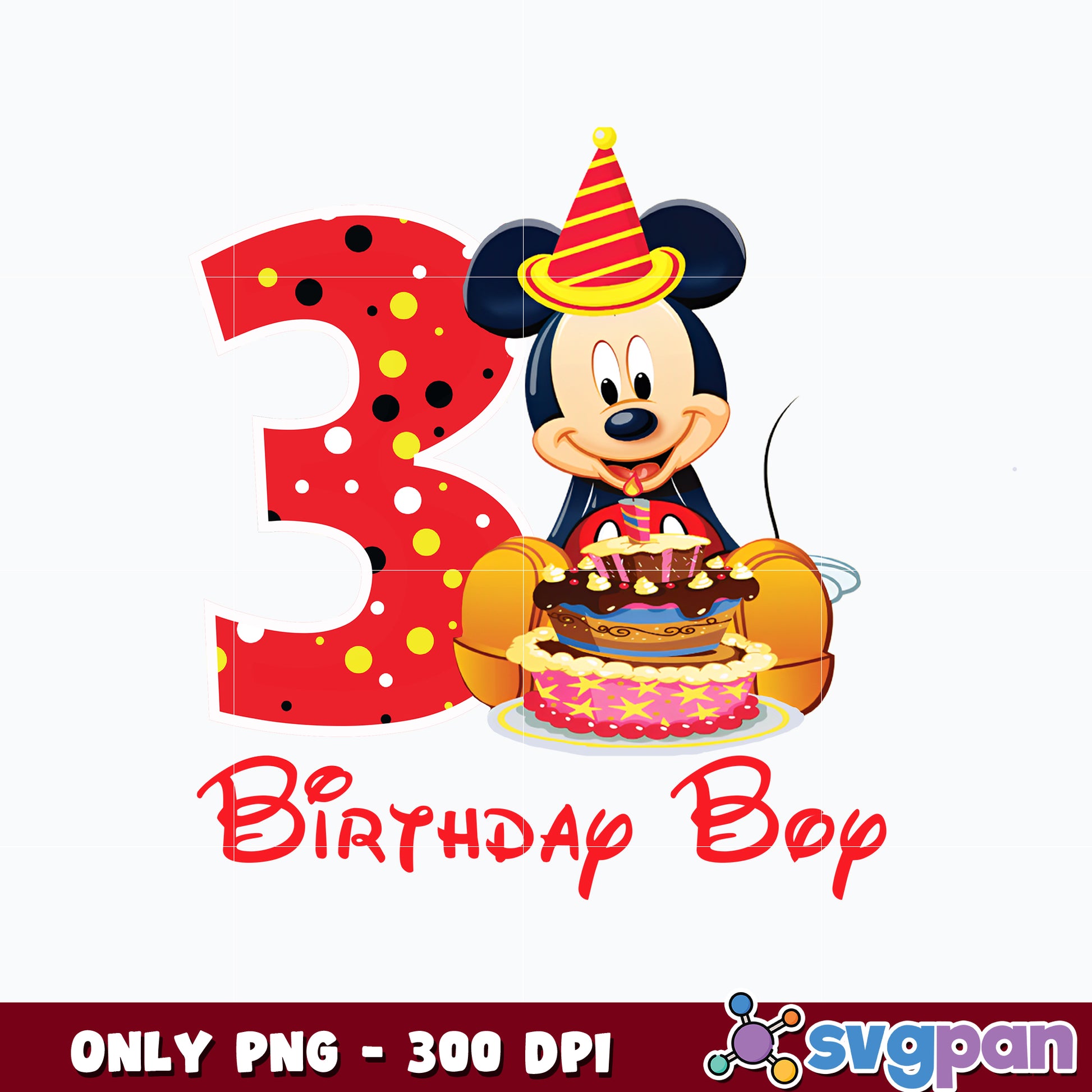 Mickey Mouse 3st birthday boy png 