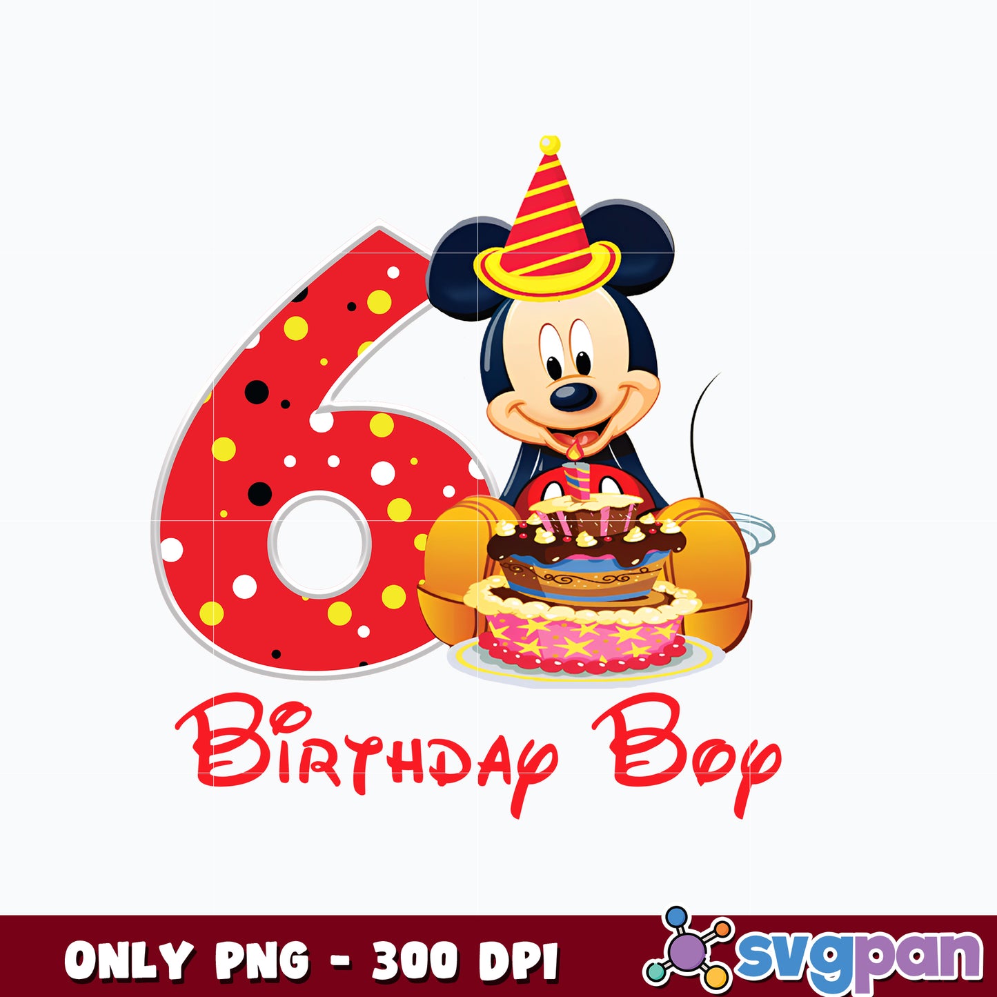 Mickey Mouse 6th birthday boy png 