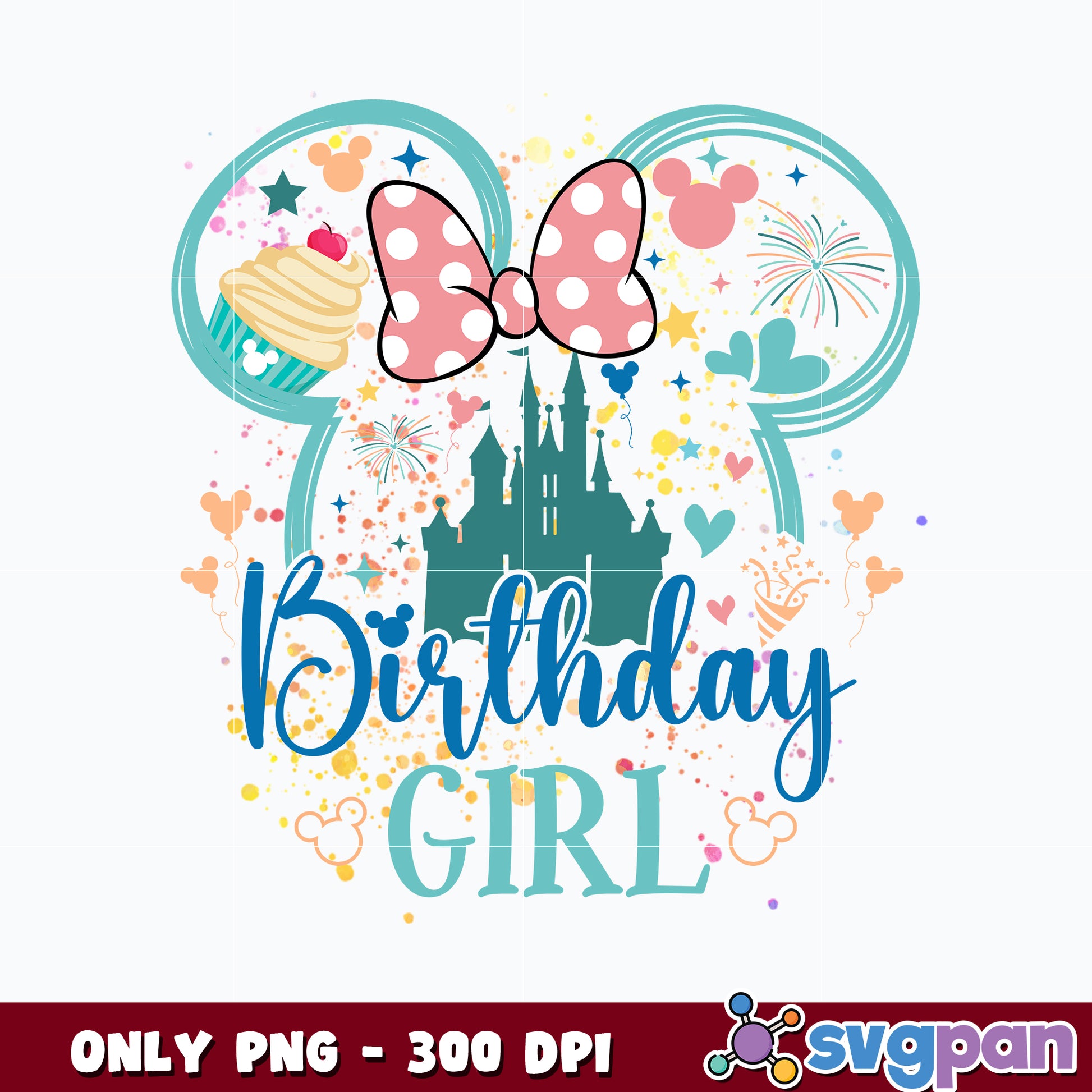 Minnie mouse head birthday girl png