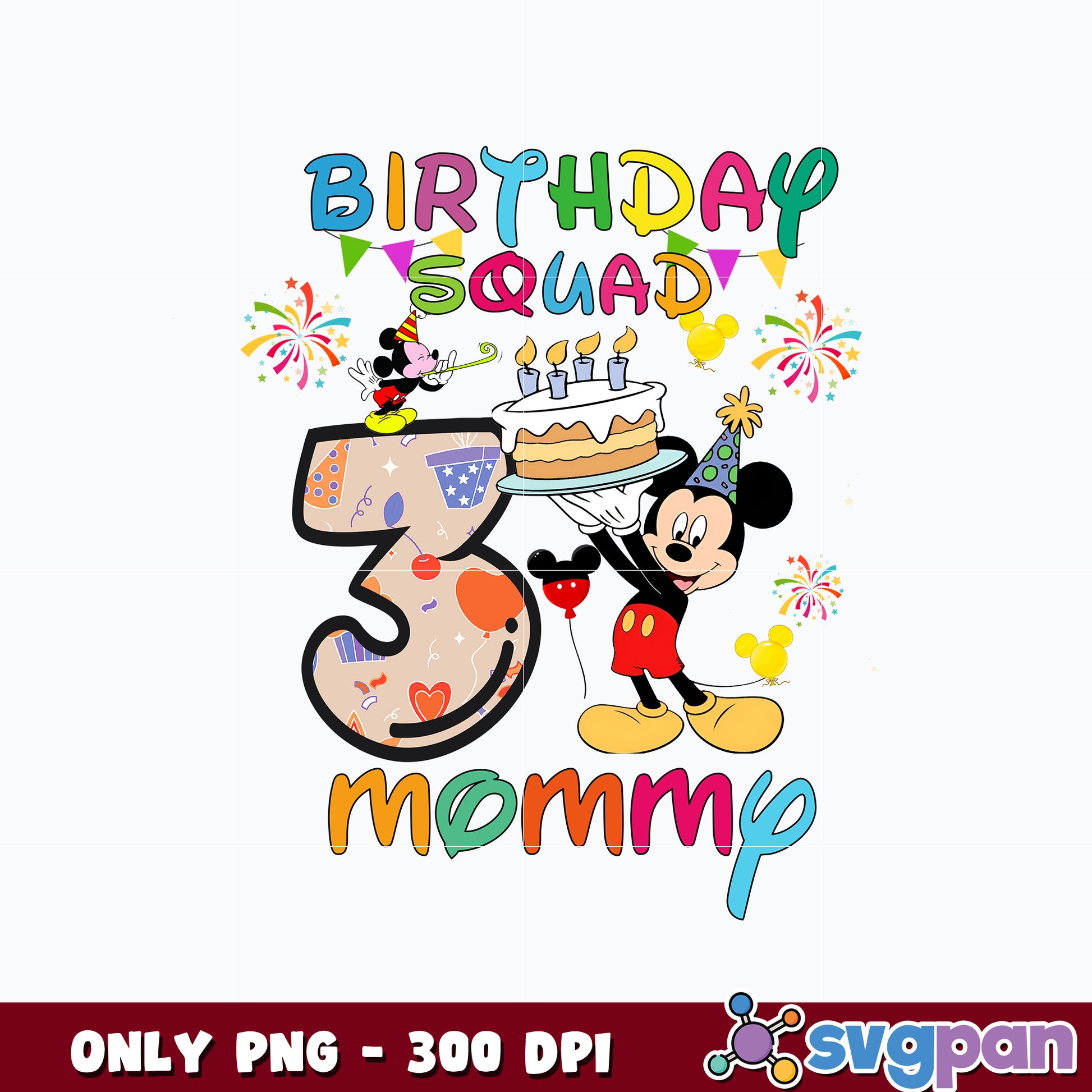 Mickey mouse 3st Mommy Birthday Squad png 