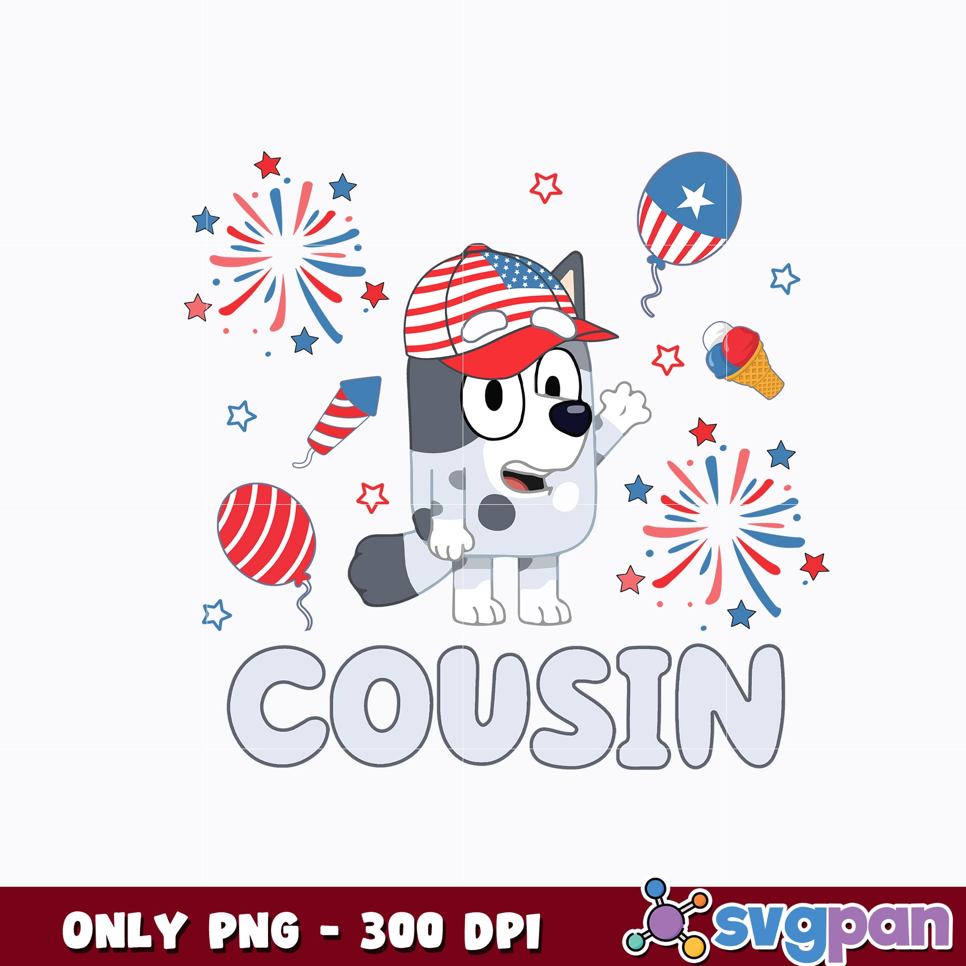  bluey cousin 4th of july png 