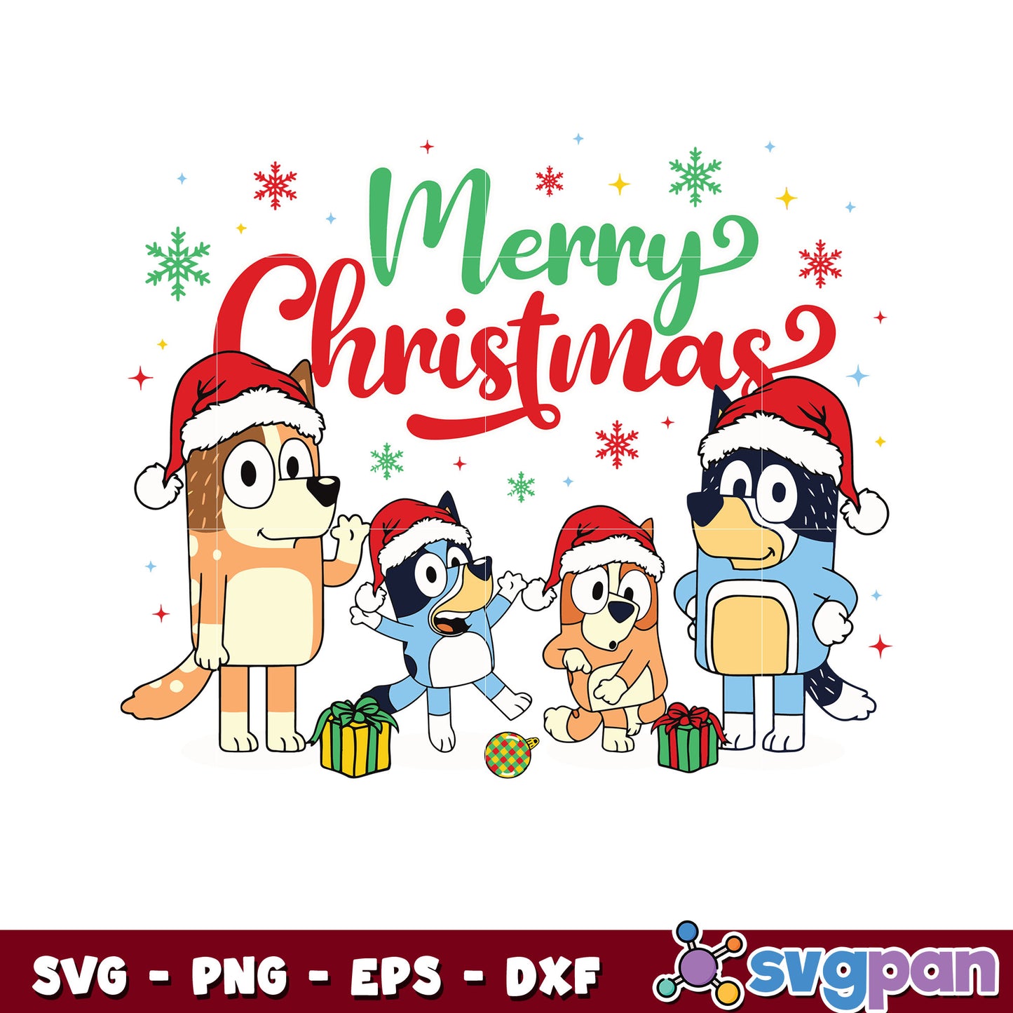 bluey family christmas hat svg, bluey christmas svg, cartoon svg