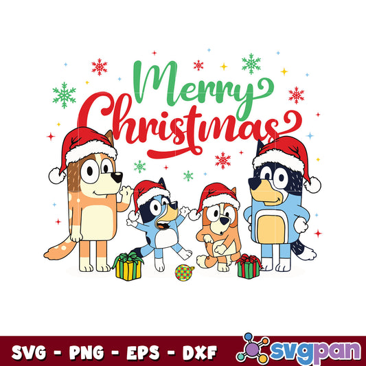 bluey family christmas hat svg, bluey christmas svg, cartoon svg