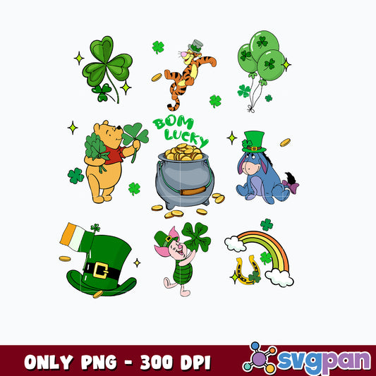 Winnie the pooh Friends Bom Lucky Toy story st patrick's day Png 