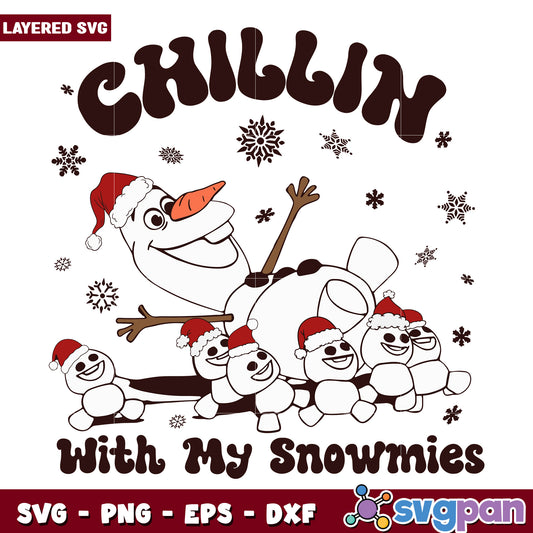 chillin with my snowmies svg, christmas day svg, funny grinch svg