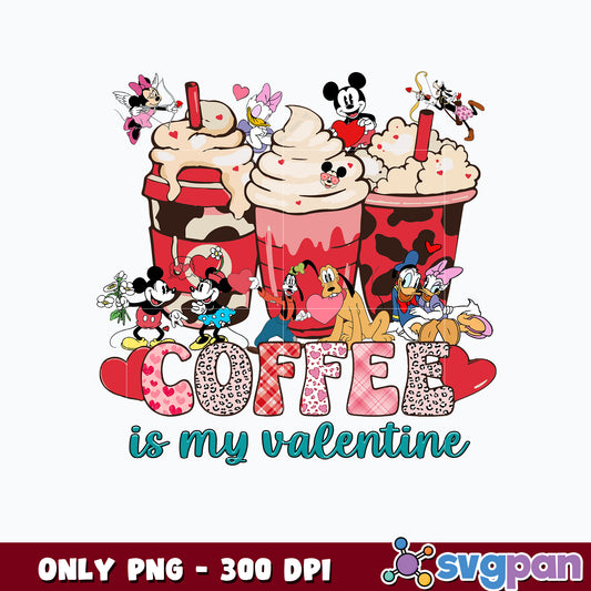 Mickey and Minnie Mouse Drinking Coffee is my valentine png