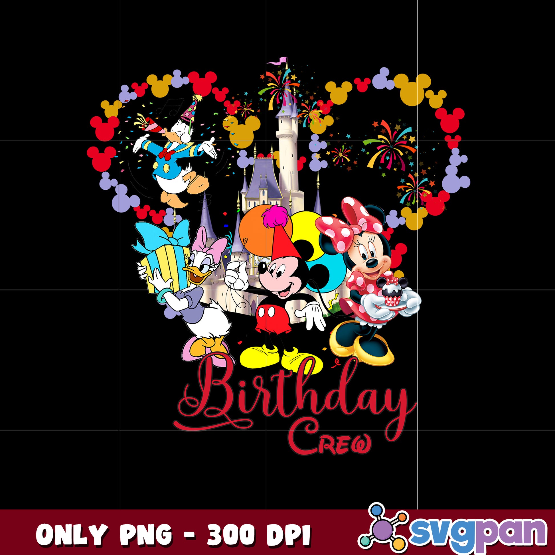 Mickey head friends birthday crew png