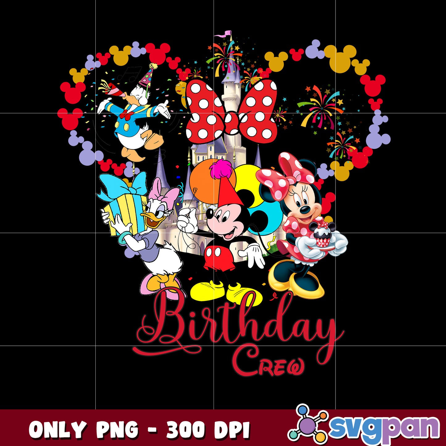 Minnie head friends birthday crew png