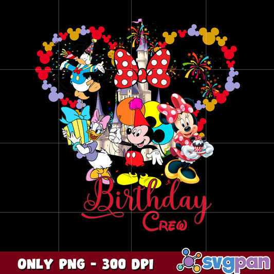 Minnie head friends birthday crew png