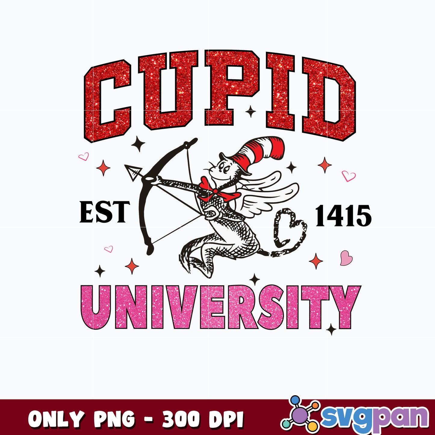 Dr Seuss cupid university est 1415 png