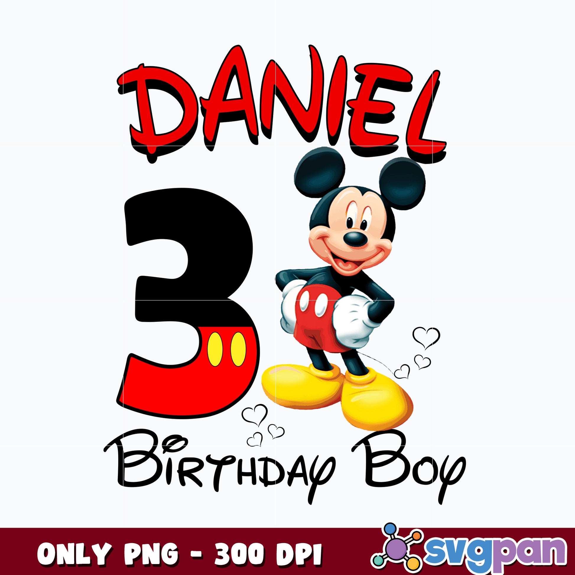 Mickey Mouse 3rd Daniel Birthday Boy png 