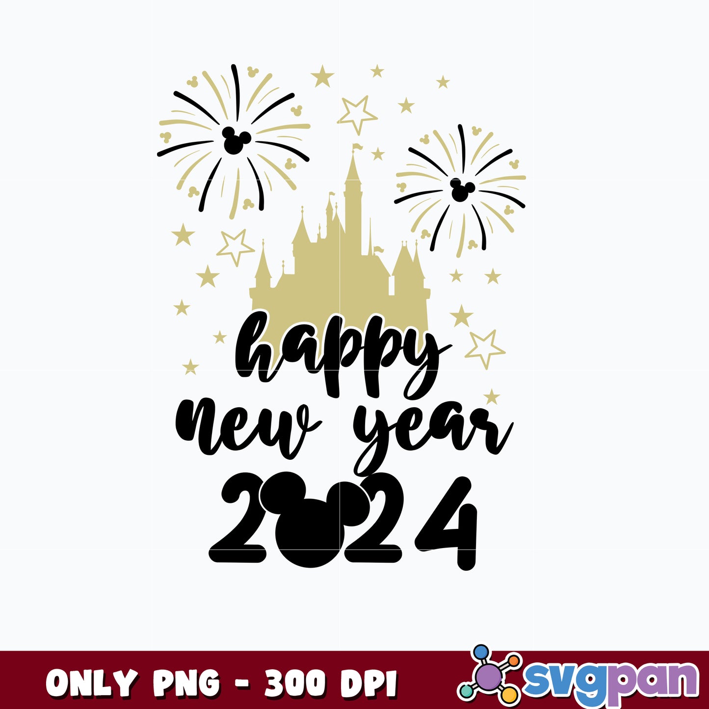 Mickey Head Happy New Year 2024 png