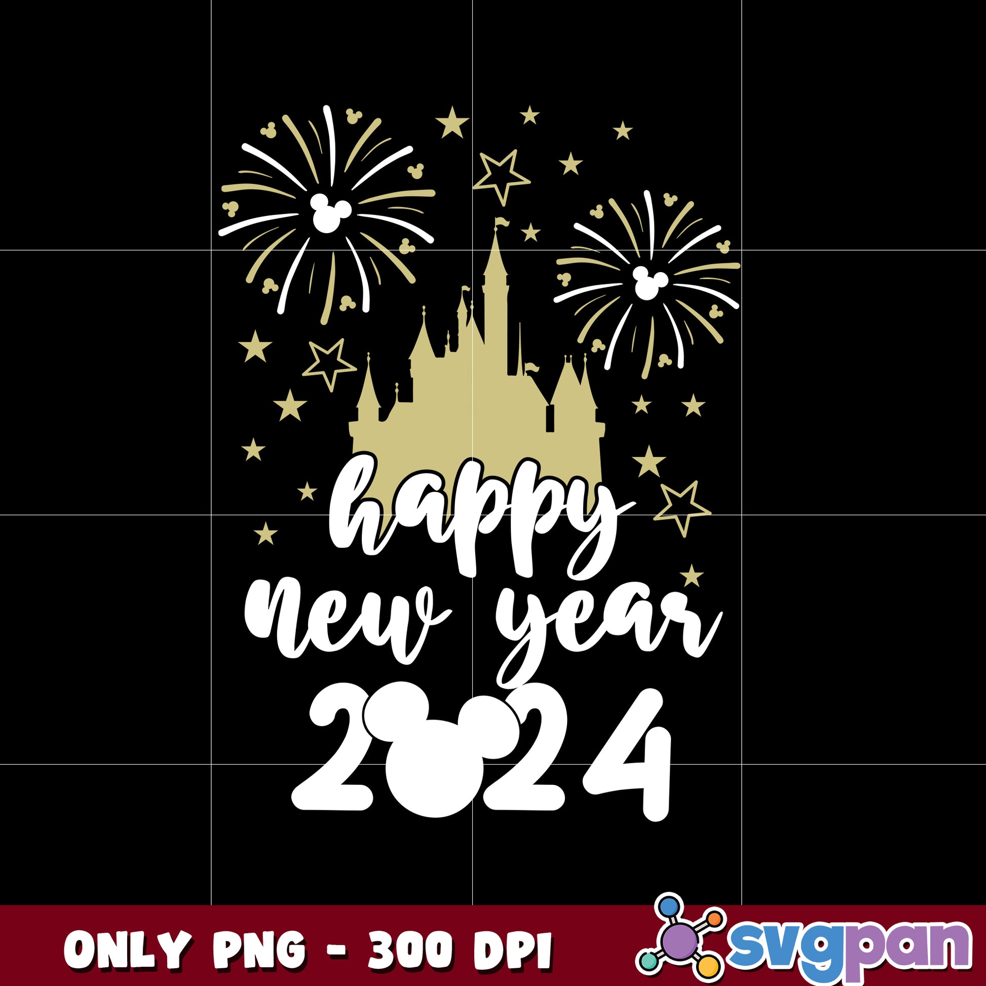  Happy New Year 2024 Mickey Head png 