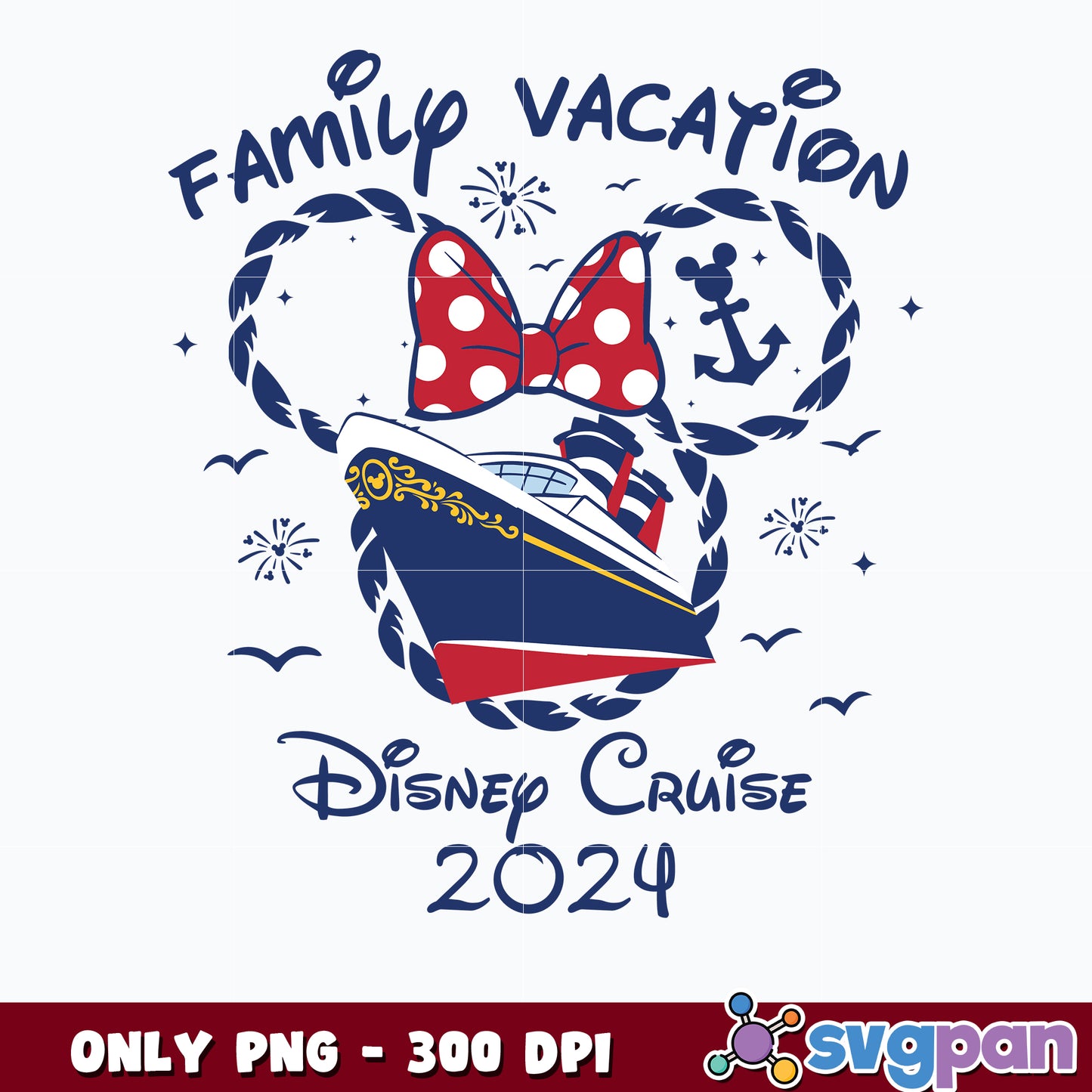 Minnie mouse Family Vacation Disney Cruise  2024 png 