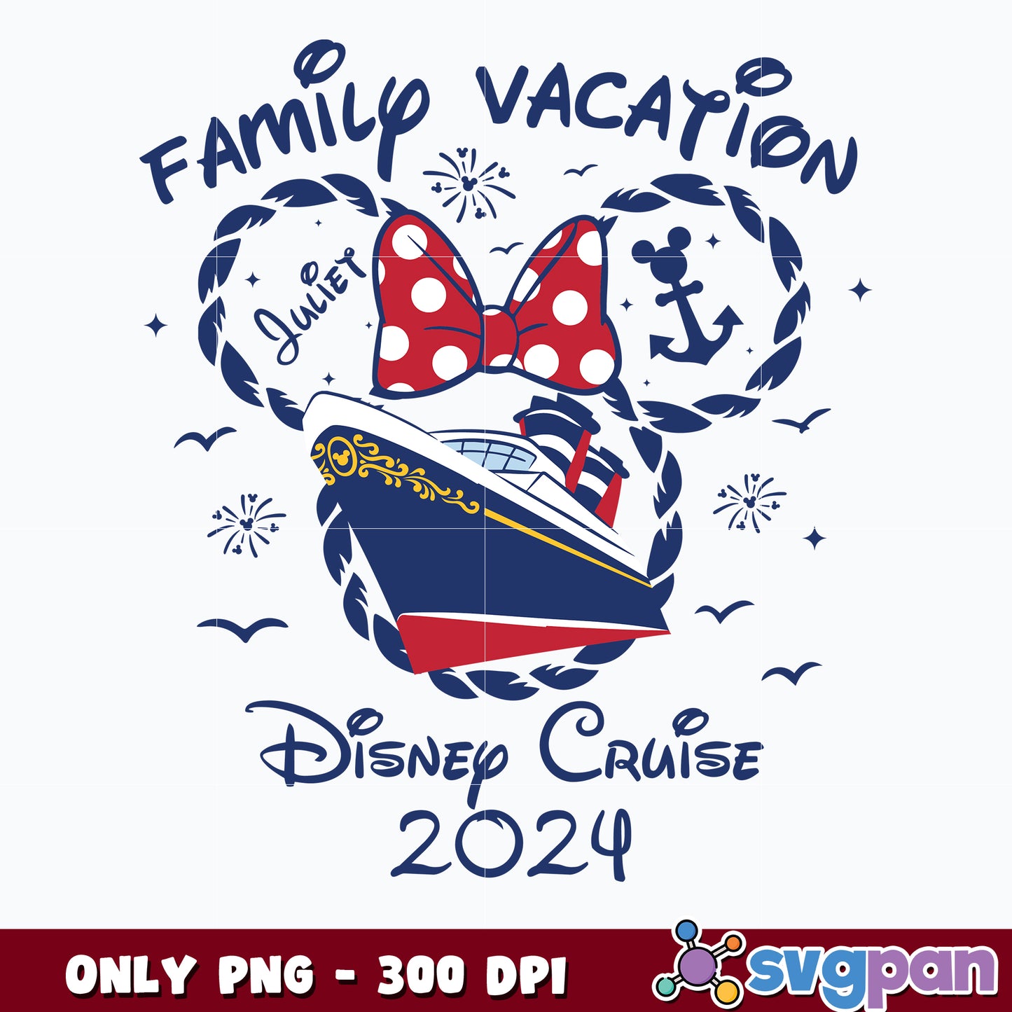  Family Vacation Disney Cruise  2024 Minnie mouse png 