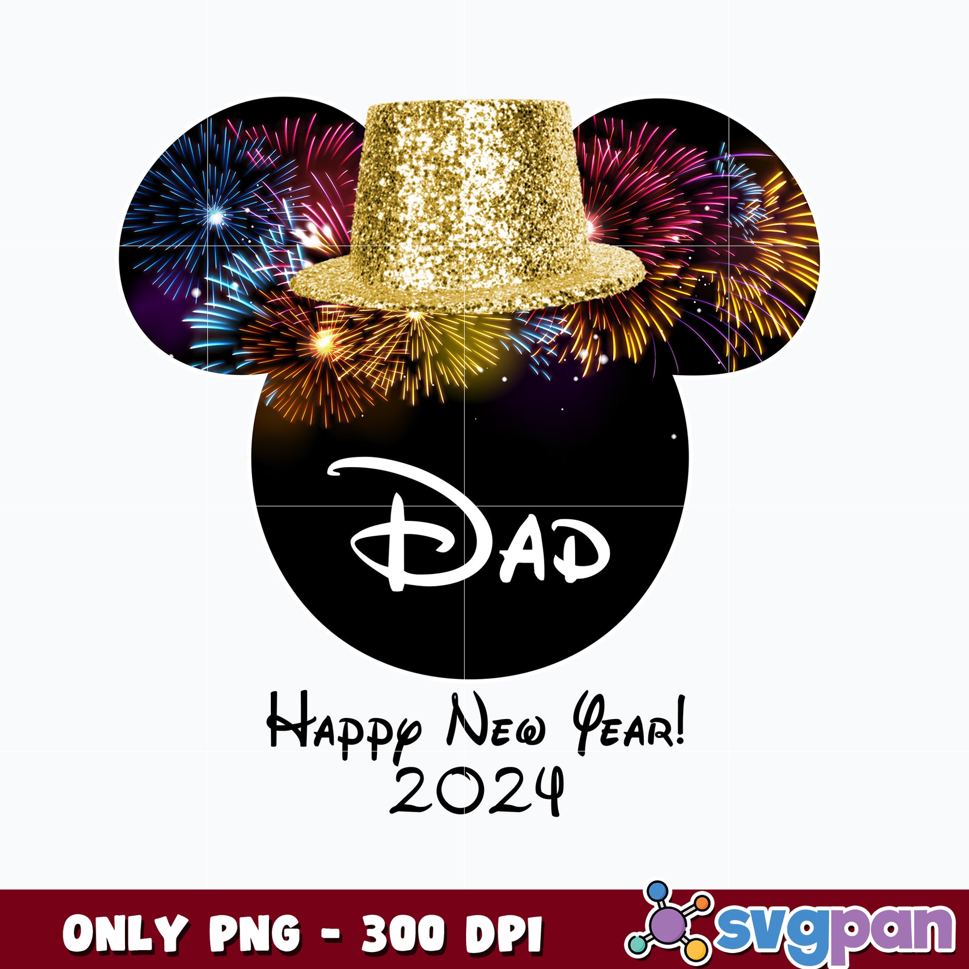 Dad Happy New Year 2024 Mickey png